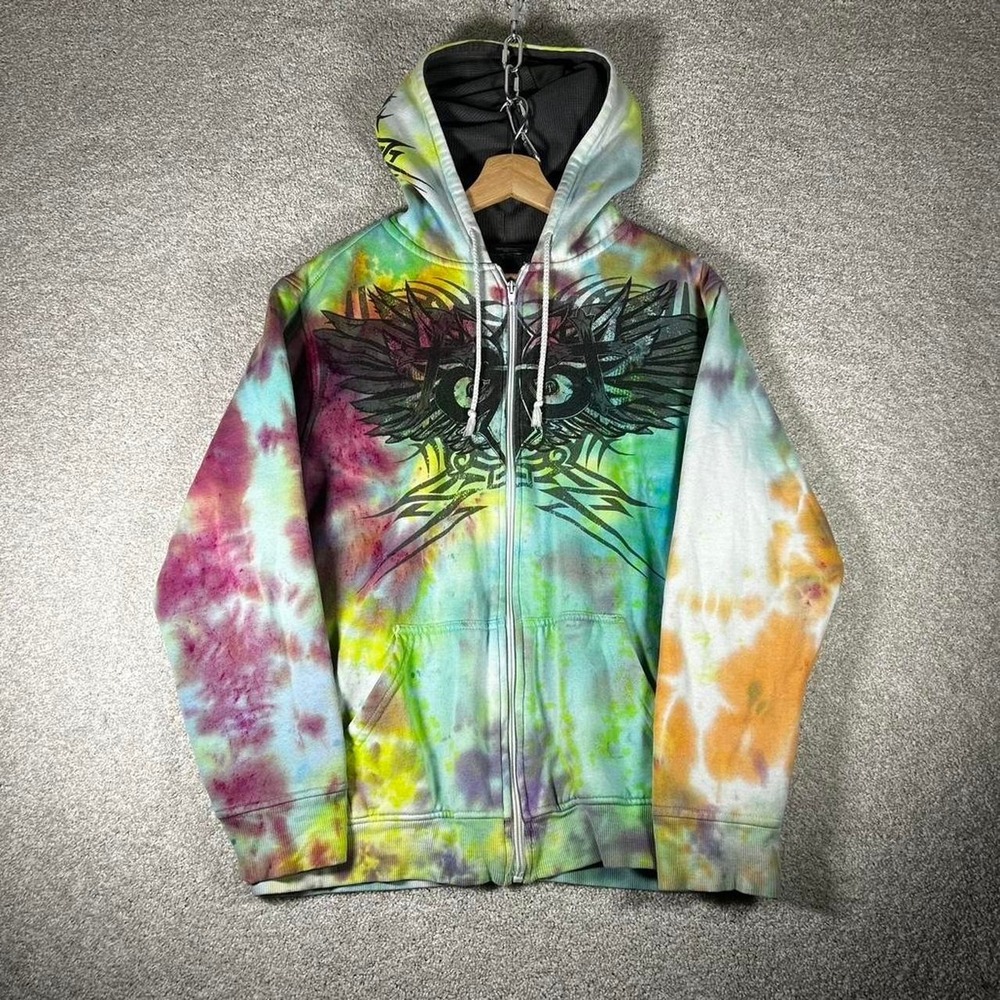Y2K MMA ELITE grunge tie dye graphic up up skater hoodie Size M